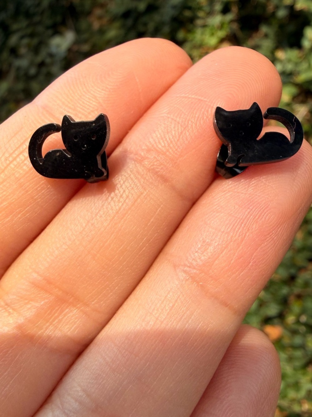 Black Cat Enamel Stud Earrings - Cute Cat Pet Jewelry